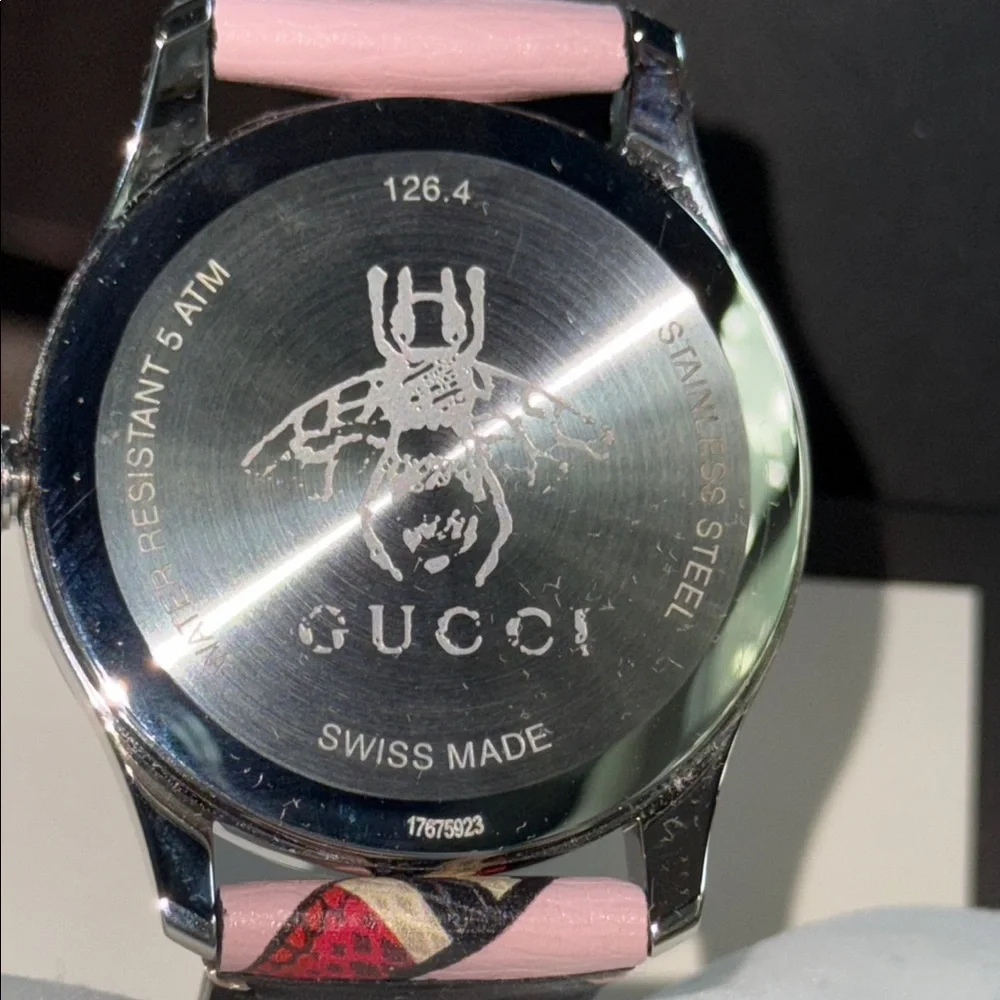 Gucci Pink and Black Luxury Watch